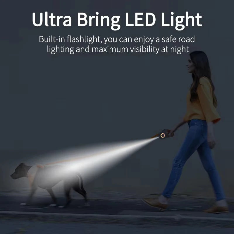 5M Retractable Dog Lead with Led Flashlight