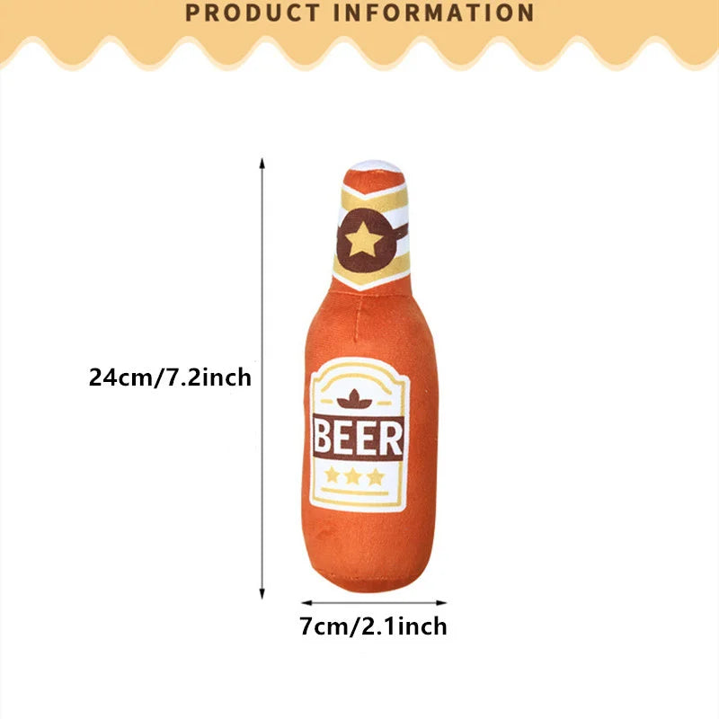 Squeaky Beer Bottle Shape Plush Toy